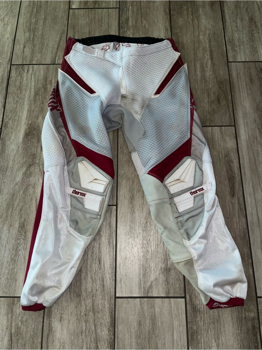 Thor MX Phase White and Maroon Motocross Pants, Size 34